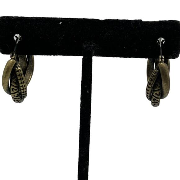 Small Guess Brand 90s Golden Hoop Earrings - Black Accent, Good Condition - Picture 6 of 16